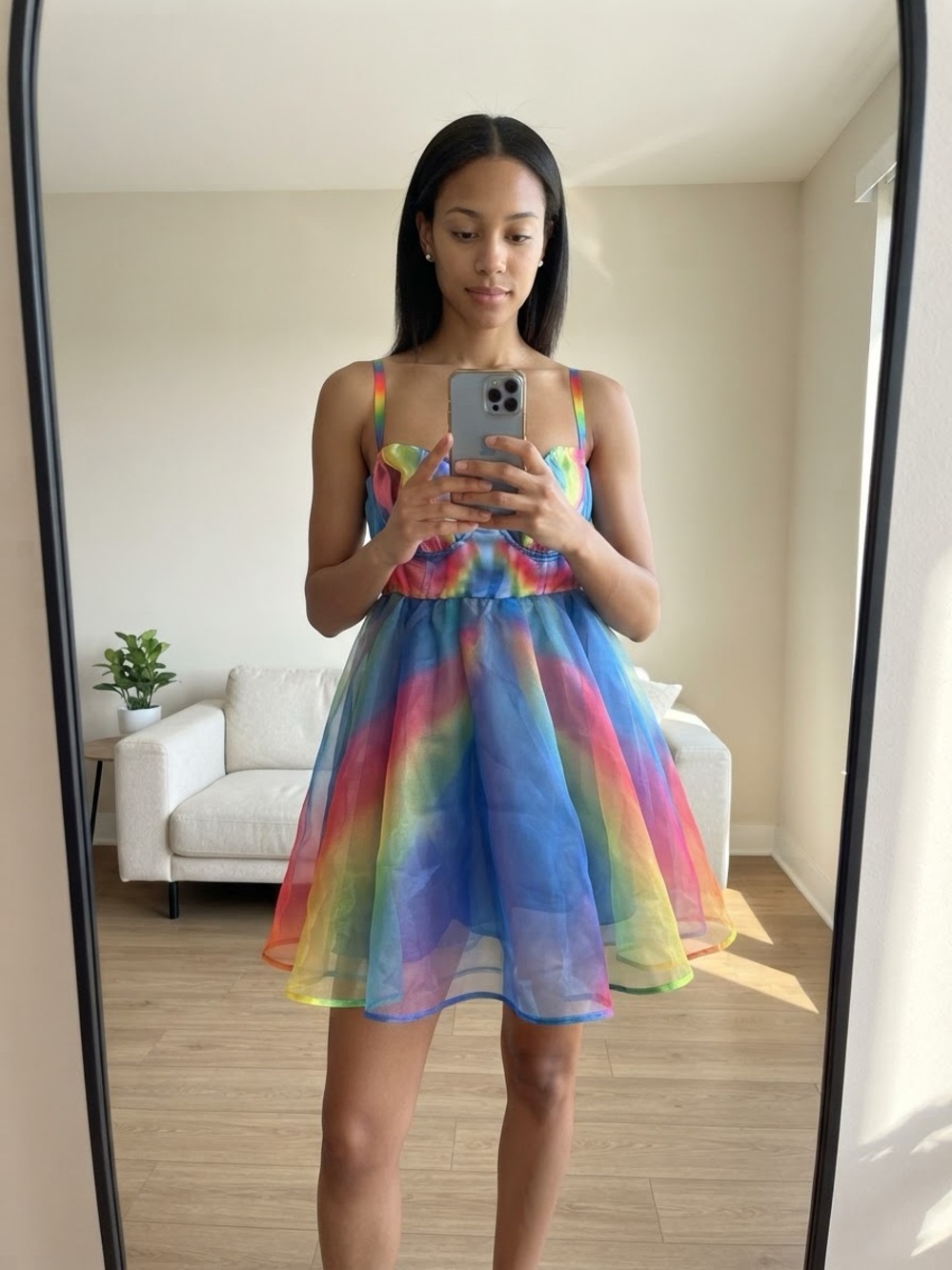 DollsKill ClubExx NWT Rainbow Starry Organza Dress with Lining Size M
